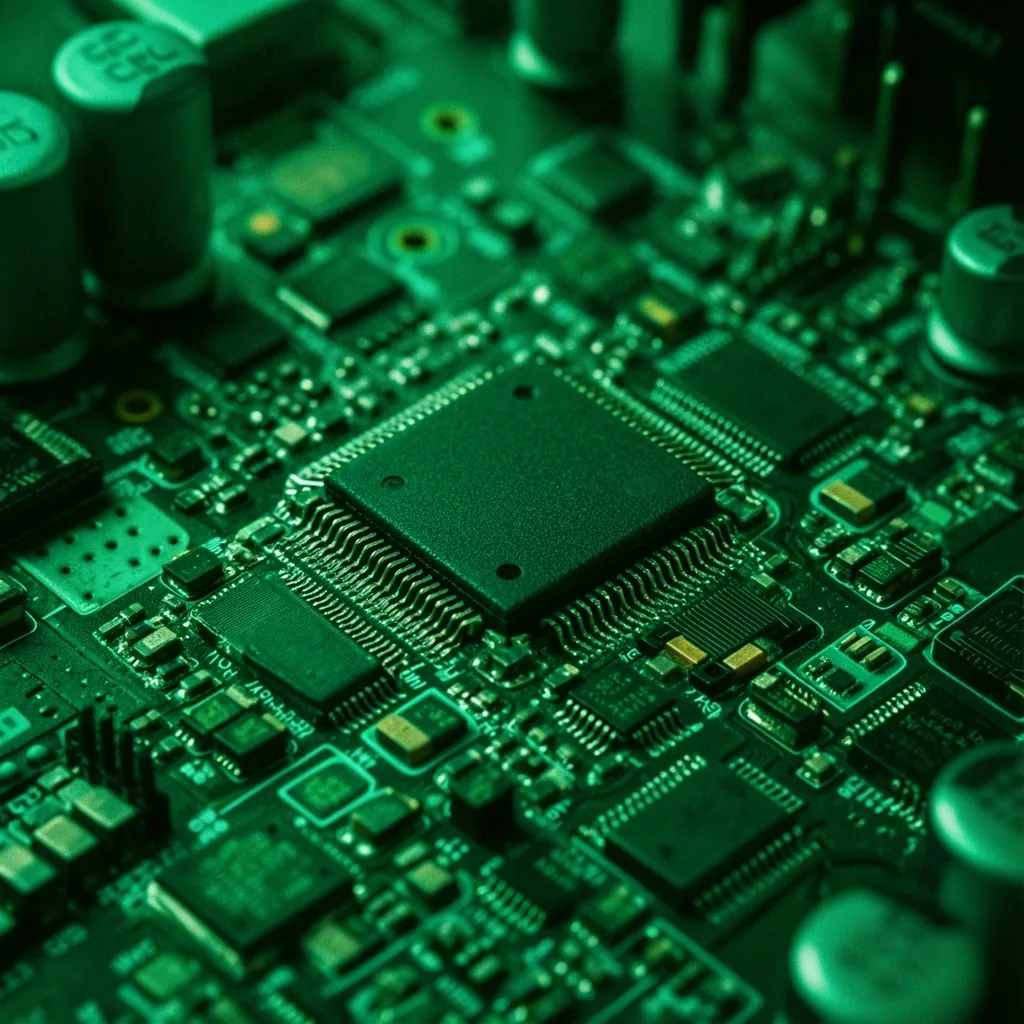 Détail macro d'un composant électronique gaming